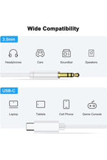 Load image into Gallery viewer, Samsung Xiaomi Uyumlu Aux Kablosu Type-C To Jack Çevirici Dönüştürücü Beyaz Bluetooth Gerektirmez