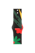 Load image into Gallery viewer, Apple Watch 9 8 7 6 5 4 3 2 1 Se 49mm Uyumlu Kordon Silikon Flower Desenli Black Unity Spor Kordon