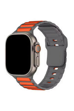 Load image into Gallery viewer, Apple Watch 10/9/8/7/6/SE/Ultra Uyumlu 42/44/45/46/49mm Çift Renkli Bakla Desen Silikon Spor Kordon