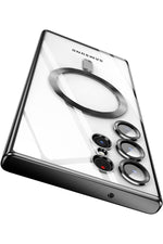 Load image into Gallery viewer, Samsung Galaxy S22 Uyumlu Kılıf 3D Kamera Lens Korumalı Magsafe Kenarı Renkli Şeffaf Kapak