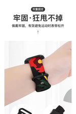 Load image into Gallery viewer, Apple Watch 9 8 7 6 5 4 3 2 1 Se 49mm Uyumlu Kordon Silikon Flower Desenli Black Unity Spor Kordon