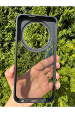 Load image into Gallery viewer, Tecno Spark 30C Uyumlu Kılıf Siyah Transparan Şeffaf Kamera Çevresi Metal Koruyucu Silikon Kapak