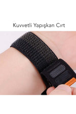 Load image into Gallery viewer, Apple Watch 44mm/45mm/46mm/49mm Uyumlu Kordon Bakla Bölmeli Dizayn Hasır Cırt Dokuma Kumaş Kordon