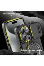 Load image into Gallery viewer, Xiaomi Mi 14T Pro Uyumlu Kılıf Kamera Korumalı Sürgülü 360 Dönebilen Magsafe Stand Siyah Tank Kapak