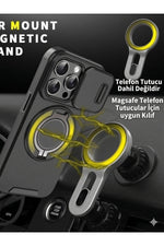 Load image into Gallery viewer, iPhone 14 Pro Max Uyumlu Kılıf Kamera Korumalı Sürgülü 360 Dönebilen Magsafe Stand Koruyuc Tank Kapk