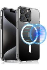 Load image into Gallery viewer, iPhone 15 Pro Uyumlu Kılıf Kamera Çıkıntılı Şeffaf Magsafe Kılıf Kablosuz Şarj Destekli Kapak