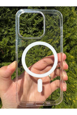 Load image into Gallery viewer, iPhone 15 Pro Uyumlu Kılıf Sert Sararmaz Magsafe Kamera Kenarı Koruyucu Dayanıklı Kapak