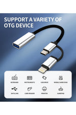 Load image into Gallery viewer, iPhone X/11/12/13/14/15/16 Plus/17 Air/17 Pro Max Uyumlu Type-C/Lightning To USB Çevirici OTG/HUB