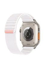 Load image into Gallery viewer, Apple Watch 44mm/45mm/46mm/49mm Uyumlu Kordon Bakla Bölmeli Dizayn Hasır Cırt Dokuma Kumaş Kordon