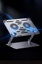 Load image into Gallery viewer, Laptop/Notebook/Macbook Uyumlu Soğutucu Fanlı Katlanabilir Yükseklik Ayarlı Metal Masa Üstü Standı
