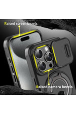 Load image into Gallery viewer, iPhone 15 Pro Uyumlu Kılıf Kamera Korumalı Sürgülü 360 Dönebilen Magsafe Stand Renkli Tank Kapak