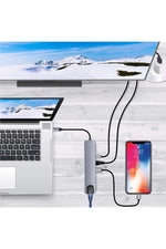 Load image into Gallery viewer, Macbook Uyumlu Type-C Hub 8 Portlu 100W Şarj PD Uyumlu 4K 1080P HDMI 2x USB/RJ45 ETHERNET/Micro SD