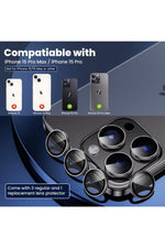 Load image into Gallery viewer, İphone 15 Pro/iphone 15 Pro Max Uyumlu Kamera Lens Koruyucu Dayanıklı Renkli Metal Temperli Cam