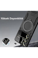 Load image into Gallery viewer, Samsung Galaxy S24 Fe Uyumlu Kılıf Magsafe Standlı Kamera Lens Korumalı Dayanıklı Renkli Tank Kapak
