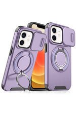Load image into Gallery viewer, iPhone 12/12 Pro Uyumlu Kılıf Kamera Korumalı Sürgülü 360 Dönebilen Magsafe Stand Renkli Tank Kapak