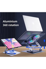 Load image into Gallery viewer, Macbook/Laptop/Notebook Soğutucu Fan Stand RGB LED Işıklı Ayarlanabilir/Katlanabilir 360 Dönebilen
