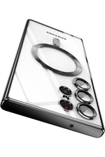 Load image into Gallery viewer, Samsung Galaxy S24 Ultra Uyumlu Kılıf 3D Kamera Lens Korumalı Magsafe Kenarı Renkli Şeffaf Kapak