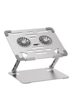 Load image into Gallery viewer, Laptop/Notebook/Macbook Uyumlu Soğutucu Fanlı Katlanabilir Yükseklik Ayarlı Metal Masa Üstü Standı