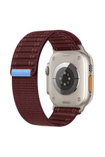 Load image into Gallery viewer, Apple Watch 44mm/45mm/46mm/49mm Uyumlu Kordon Bakla Bölmeli Dizayn Hasır Cırt Dokuma Kumaş Kordon