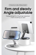 Load image into Gallery viewer, Yüksek Kaliteli Metal Katlanabilir 360 Dönebilen Kaymaz Taban Telefon Tutucu Masa Üstü Tablet Standı