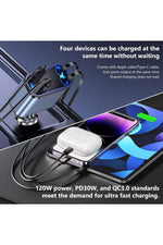 Load image into Gallery viewer, Type-C & Lightning Çek-Bırak Kablolu Stary Sky Yıldız Aydınlatmalı RGB 120W Hızlı Araç Şarj Cihazı