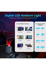 Load image into Gallery viewer, Type-C & Lightning Çek-Bırak Kablolu Stary Sky Yıldız Aydınlatmalı RGB 120W Hızlı Araç Şarj Cihazı
