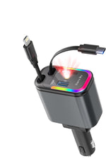 Load image into Gallery viewer, Type-C & Lightning Çek-Bırak Kablolu Stary Sky Yıldız Aydınlatmalı RGB 120W Hızlı Araç Şarj Cihazı