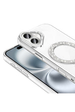 Load image into Gallery viewer, iPhone 16 Uyumlu Kılıf Simli Parlak Stand Olabilen Magsafe Şarj için Uygun Renkli Arka Kapak