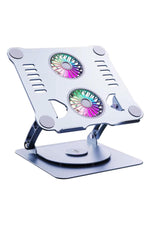Load image into Gallery viewer, Macbook/Laptop/Notebook Soğutucu Fan Stand RGB LED Işıklı Ayarlanabilir/Katlanabilir 360 Dönebilen