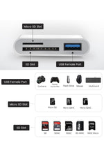 Load image into Gallery viewer, 17/16/15/Pro Max/Plus/iPad/MacBook Pro/Air Samsung Uyumlu Type-C To SD/Micro SD/TF/USB Kart Okuyucu