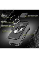 Load image into Gallery viewer, Xiaomi Redmi Note 13 Pro Plus Uyumlu Kılıf Kamera Korumalı Sürgülü 360 Dönebilen Magsafe Stand Tank