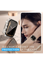 Load image into Gallery viewer, Apple Watch 45mm 7/8/9 Uyumlu Kılıf Ekran ve Kasa Koruyucu Parlak Büyük Taşlı Watch Kasa Koruma