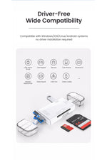 Load image into Gallery viewer, iPad/Macbook/iPhone 15/16/Plus/17 Pro Max Uyumlu Type-C To USB/Micro SD Card Reader Okuyucu Çevirici