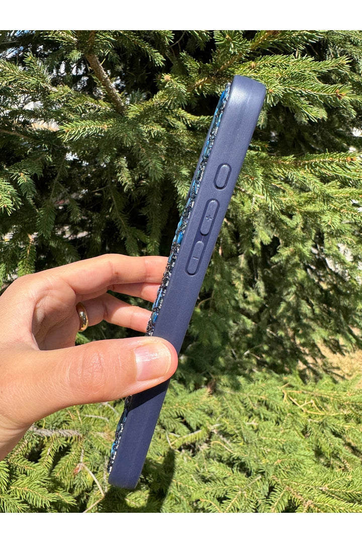 iPhone 16 Pro Max Uyumlu Taşlı Magsafe Kılıf Parlak Taşlı Simli Koruyucu Kablosuz Şarj Silikon Kapak