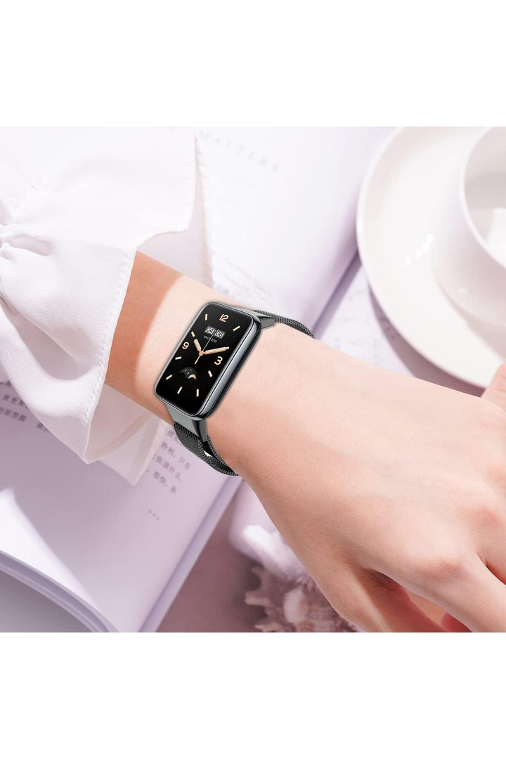 Xiaomi Mi Band 7 Pro Uyumlu Kordon Ayarlanabilir Mıknatıslı Metal Hasır Manyetik Paslanmaz Kordon