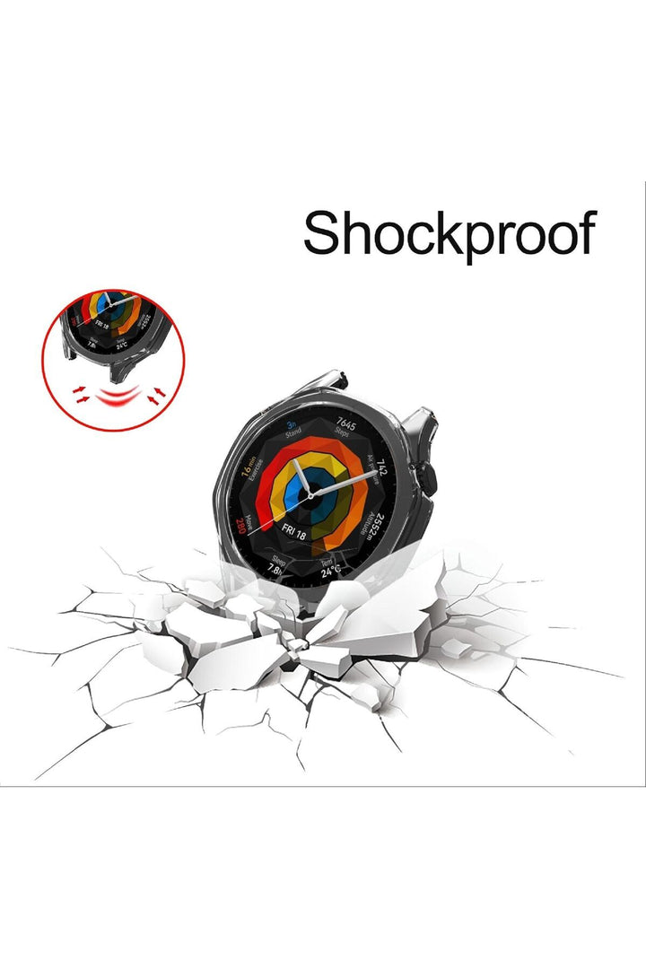 Huawei GT5 46mm Uyumlu Kılıf Şeffaf Kasa ve Ekran Koruyucu Esnek Silikon Ekran Kasa Koruma Kapak