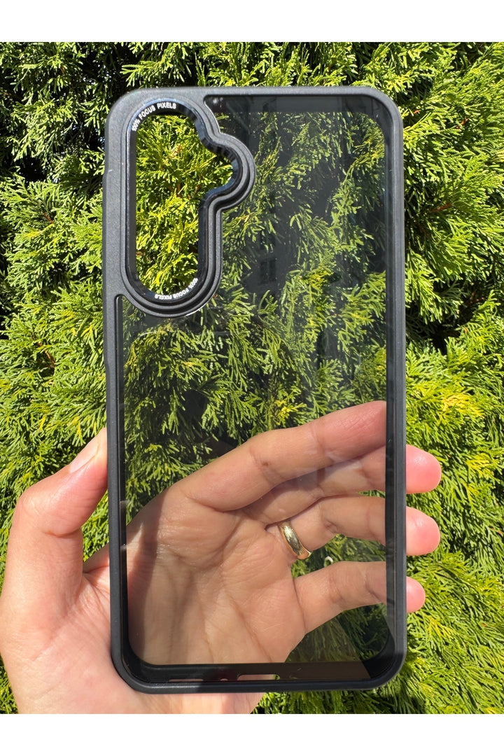 Samsung Galaxy A56/A36 Uyumlu Kılıf Siyah Transparan Şeffaf Kamera Çevresi Metal Koruyucu Silikon