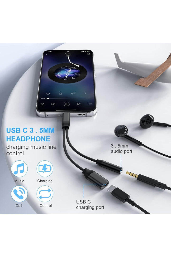 Samsung Xiaomi Uyumlu Type-c Kulaklık Çevirici Şarj Dönüştürücü Örgü Kablo Bluetooth Gerektirmez