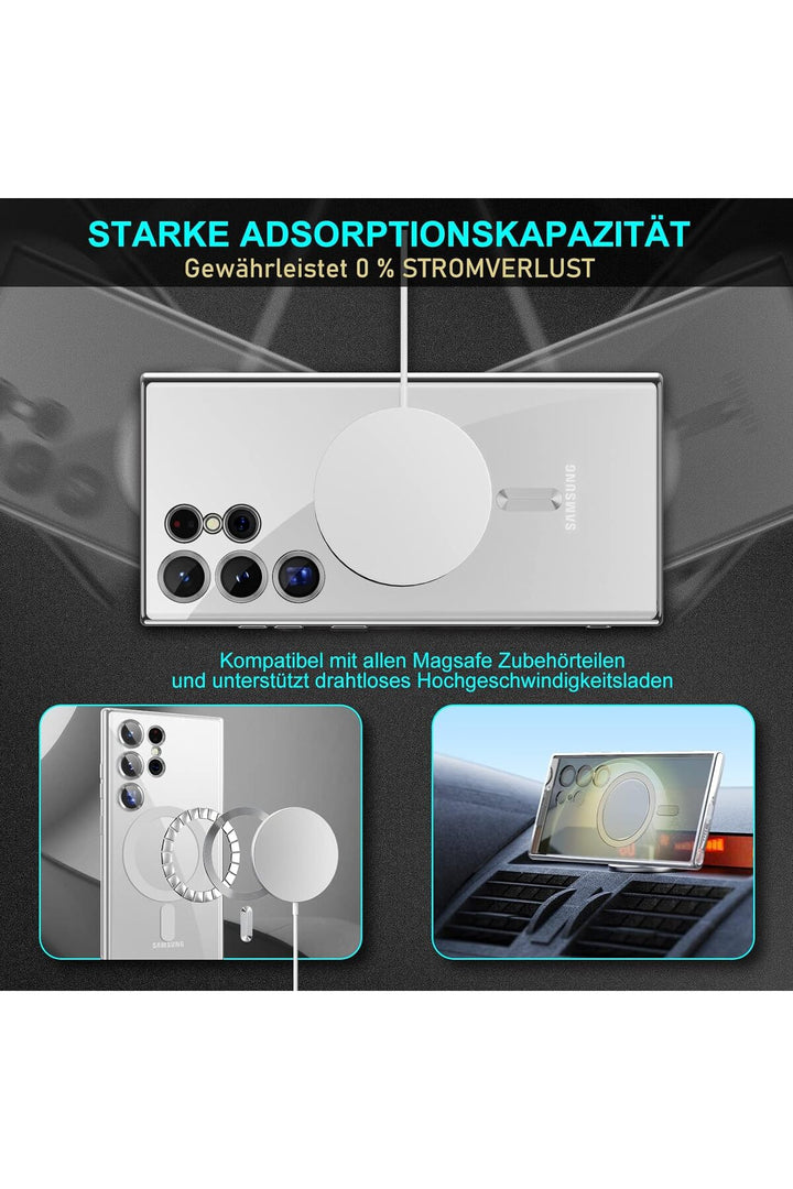 Samsung Galaxy S23 Uyumlu Kılıf 3D Kamera Lens Korumalı Magsafe Kenarı Renkli Şeffaf Kapak