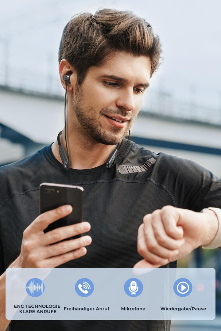 150 Saat Uzun Kullanım Süresi Sporcu Bluetooth Kulaklık Boyun Bantlı Ense Tipi Mıknatıslı Kablosuz