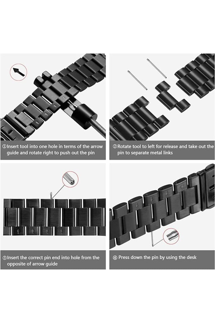 Apple Watch 9 8 7 6 5 4 3 2 1 Se 38mm/40mm/41mm Uyumlu Kordon Ayarlanabilir Parlak Metal Paslanmaz