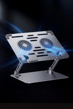 Load image into Gallery viewer, Laptop/Notebook/Macbook Uyumlu Soğutucu Fanlı Katlanabilir Yükseklik Ayarlı Metal Masa Üstü Standı