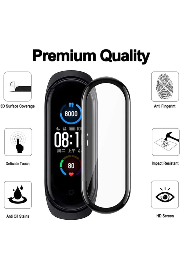 Xiaomi Mi Band 5 Uyumlu Tam Kaplayan Darbelere Karşı Dayanıklı Kırılmaz Cam Nano Ekran Koruyucu