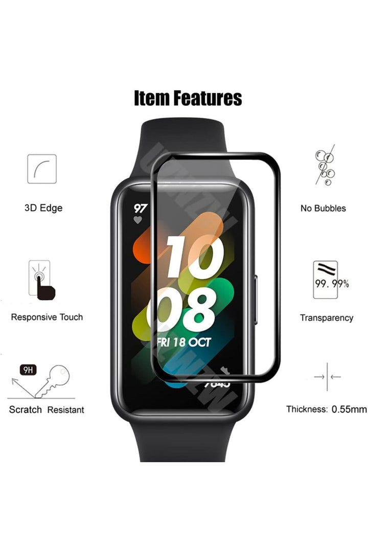 Huawei Band 7 Uyumlu Tam Kaplayan Darbelere Karşı Dayanıklı Kırılmaz Cam Nano Ekran Koruyucu