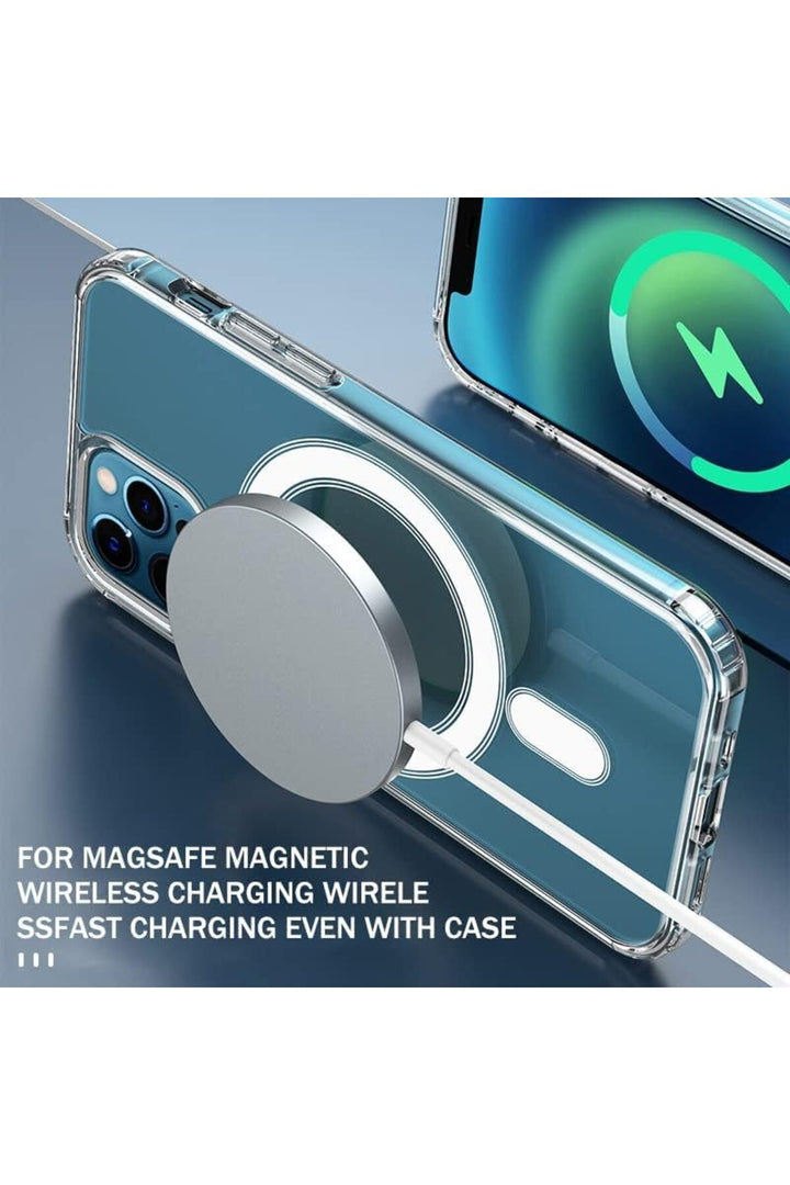 iPhone 15 Uyumlu Kılıf Kamera Çıkıntılı Şeffaf Magsafe Kılıf Kablosuz Şarj Destekli Kapak