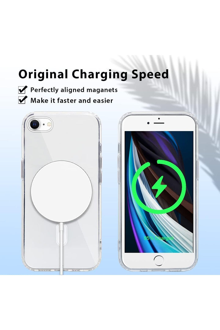 iPhone 8 Uyumlu Kılıf Kamera Çıkıntılı Şeffaf Magsafe Kablosuz Şarj Destekli Kapak