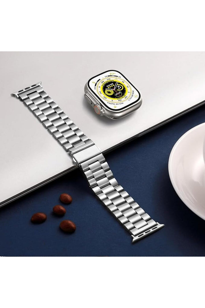 Apple Watch 9 8 7 6 5 4 3 2 1 Se 38mm/40mm/41mm Uyumlu Kordon Ayarlanabilir Parlak Metal Paslanmaz