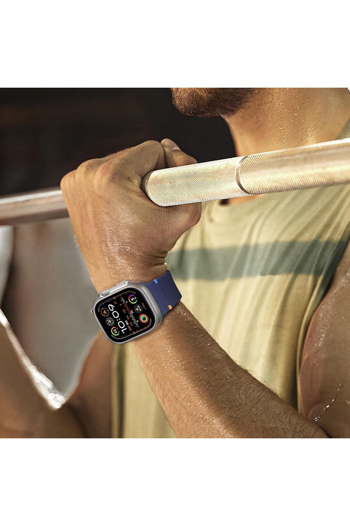 Apple Watch 42/44/45/46/49mm Uyumlu Kordon Esnek Silikon Suya ve Toza Dayanıklı Renkli Ayarlanabilir