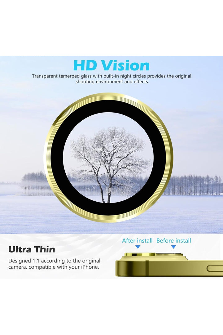iPhone 15 Uyumlu Kamera Lens Koruyucu Dayanıkl Renkli Metal Temperli Cam Kamera Lens Koruma