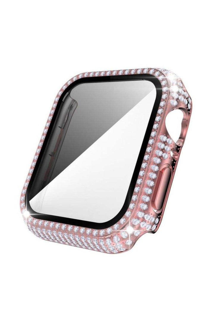 Apple Watch 44mm Uyumlu Kılıf Ekran ve Kasa Koruyucu Parlak Büyük Taşlı Watch Kasa Koruma